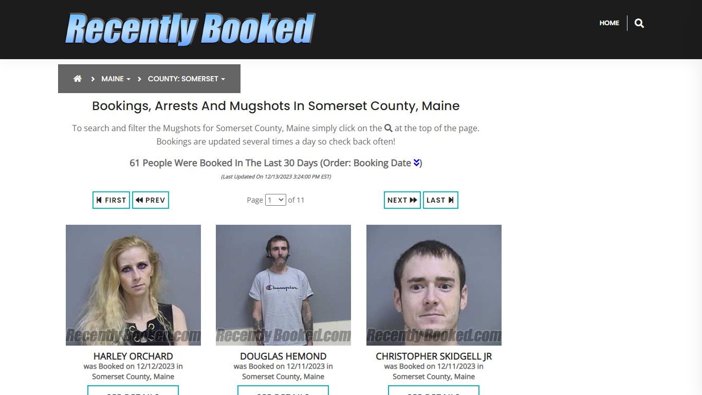 Recent bookings, Arrests, Mugshots in Somerset County, Maine